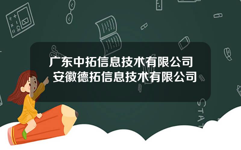 广东中拓信息技术有限公司 安徽德拓信息技术有限公司